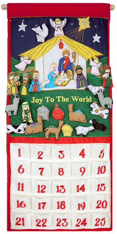 Traditional Nativity Advent Calendar with "Joy To The World"
