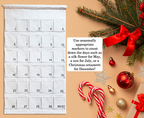 30-Day Canvas Interactive Wall Hanging, Calendar, Countdown to Special Events, Advent, Classroom Holder, Goal Tracker 30-Day Canvas Interactive Wall Hanging, Calendar, Countdown to Special Events, Advent, Classroom Holder, Goal Tracker