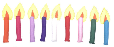 SET OF CANDLES & FLAMES (bags and wall hanging not included) - Replacement pieces for Happy Hanukkah Menorah Jewish Wall Hanging
