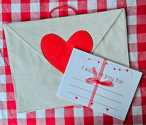 Personalized Valentine Heart Canvas Envelope w/ 14 Love Note Cards with hanging loop for mantle, chair, or door Personalized Valentine Heart Canvas Envelope w/ 14 Love Note Cards with hanging loop for mantle, chair, or door