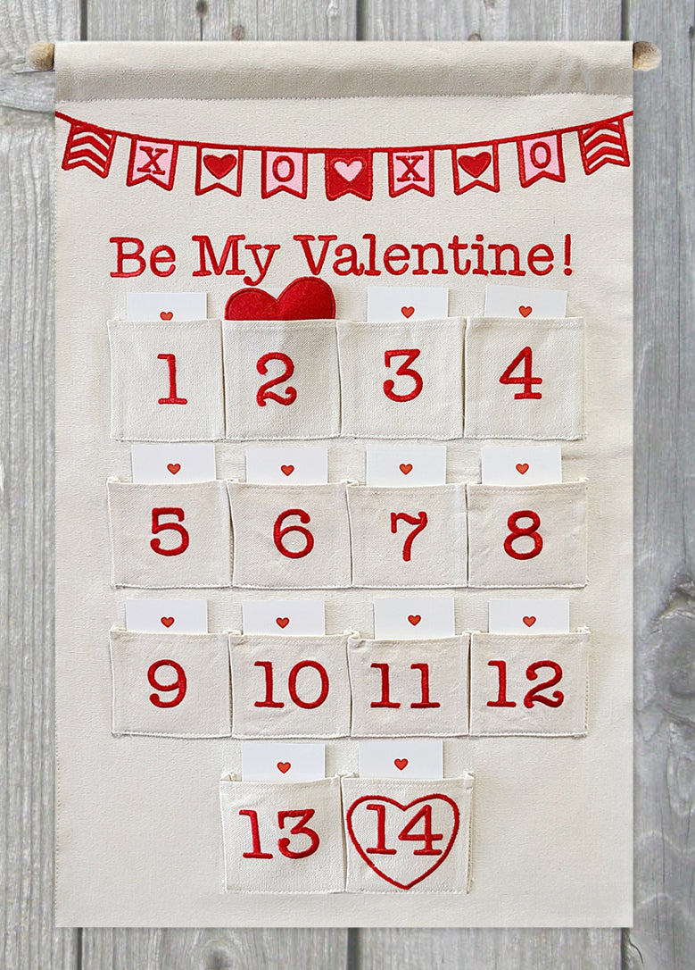 Valentine Countdown Calendar Canvas Wall Hanging