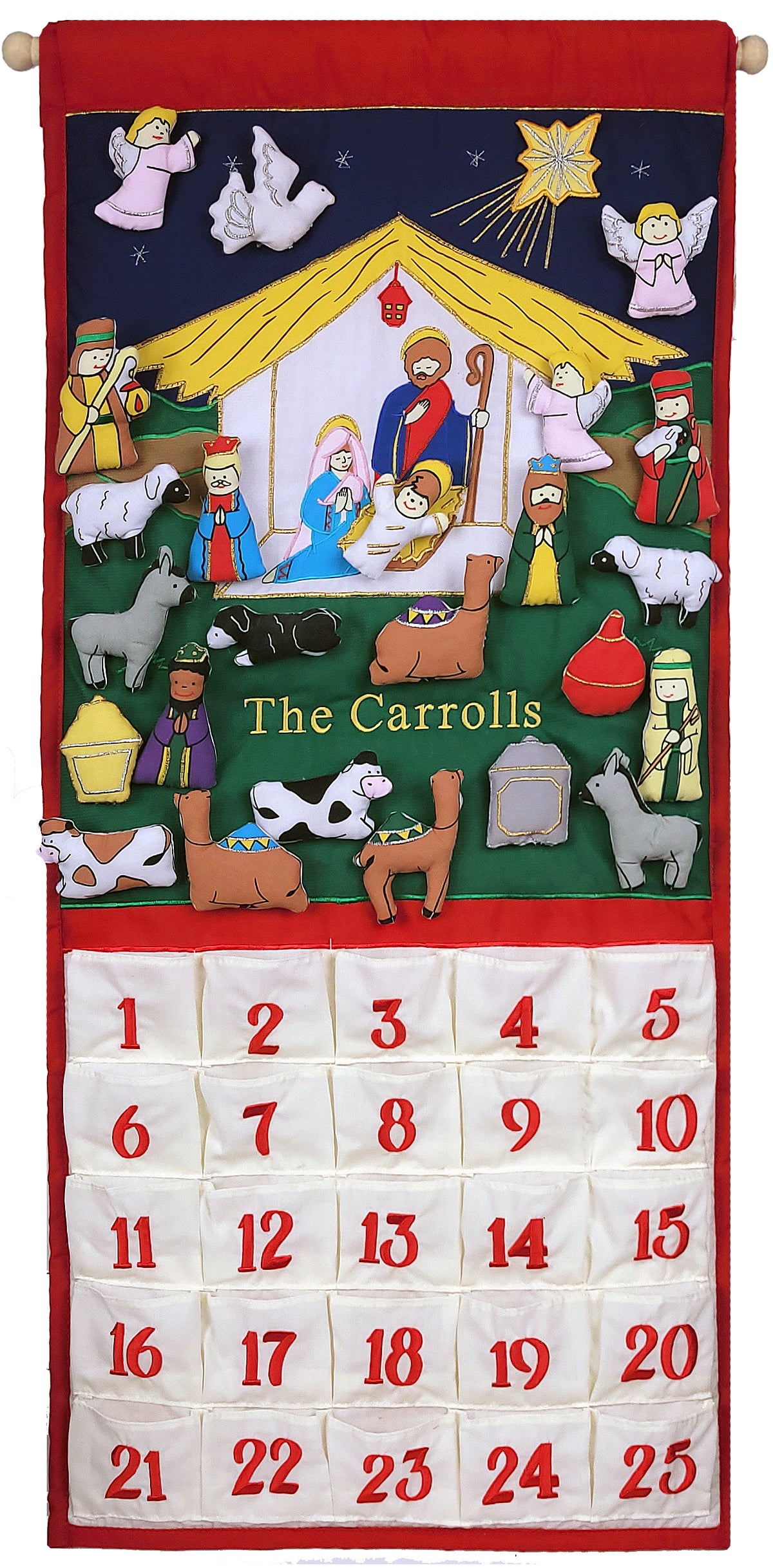 Traditional Nativity Advent Calendar with "Family Name"