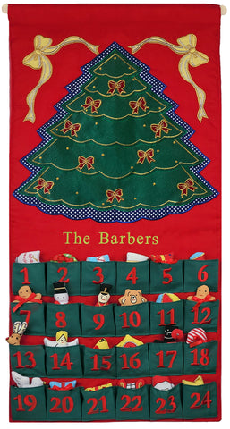 Green Christmas Tree Advent Calendar With "Family Name"