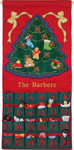 Green Christmas Tree Advent Calendar With "Family Name"