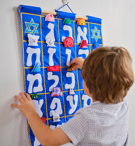 Aleph Bet Jewish Wall Hanging – Blue