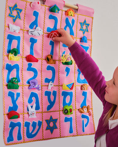 Aleph Bet Jewish Wall Hanging – Pink
