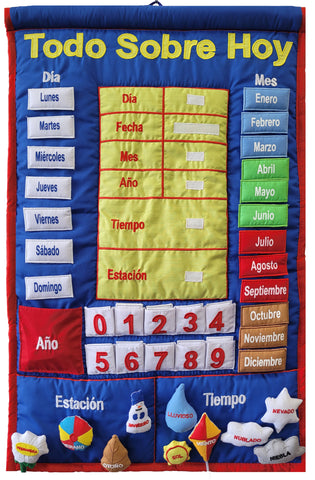 All About Today Kids Interactive Cloth Calendar (Available in English or Spanish/Espanol)