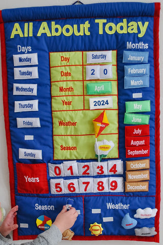 All About Today Kids Interactive Cloth Calendar (Available in English or Spanish/Espanol)