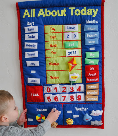 All About Today Kids Interactive Cloth Calendar (Available in English or Spanish/Espanol)