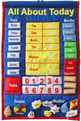 All About Today Kids Interactive Cloth Calendar (Available in English or Spanish/Espanol)