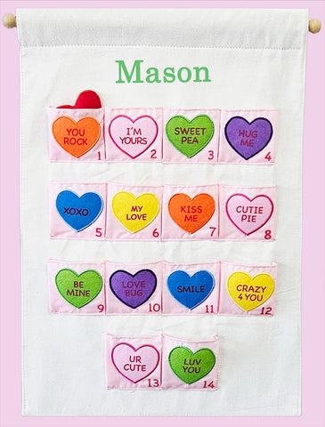 Personalized Valentine Heart Canvas Countdown Calendar with Felt Marker