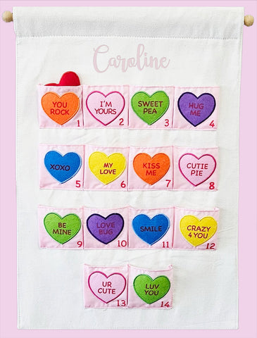 Personalized Valentine Heart Canvas Countdown Calendar with Felt Marker