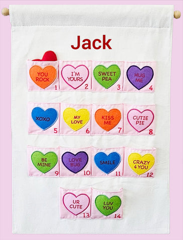 Personalized Valentine Heart Canvas Countdown Calendar with Felt Marker