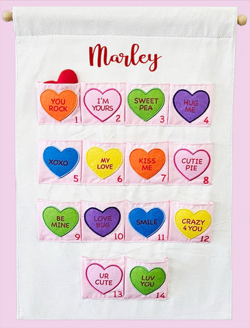 Personalized Valentine Heart Canvas Countdown Calendar with Felt Marker