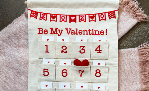 Valentine Countdown Calendar Canvas Wall Hanging