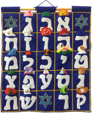 Aleph Bet Jewish Wall Hanging – Blue