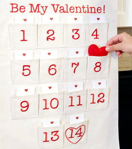 Valentine Countdown Calendar Canvas Wall Hanging