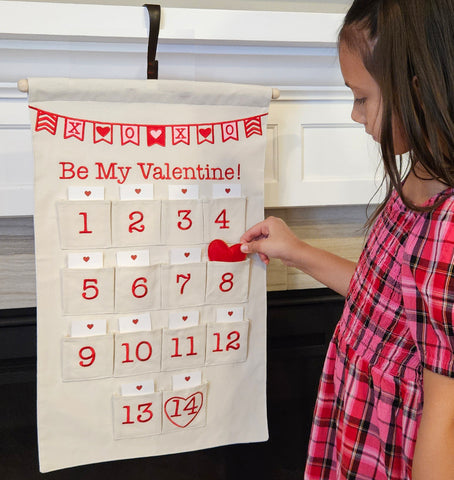 Valentine Countdown Calendar Canvas Wall Hanging