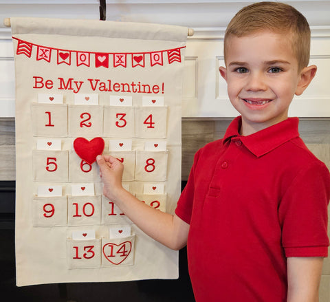 Valentine Countdown Calendar Canvas Wall Hanging