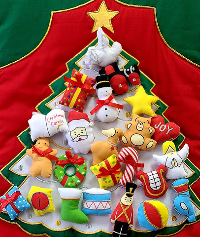 White Christmas Tree Advent Calendar WITH "FAMILY NAME"