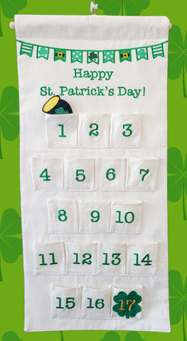 St. Patrick's Day Countdown Calendar Canvas Wall Hanging